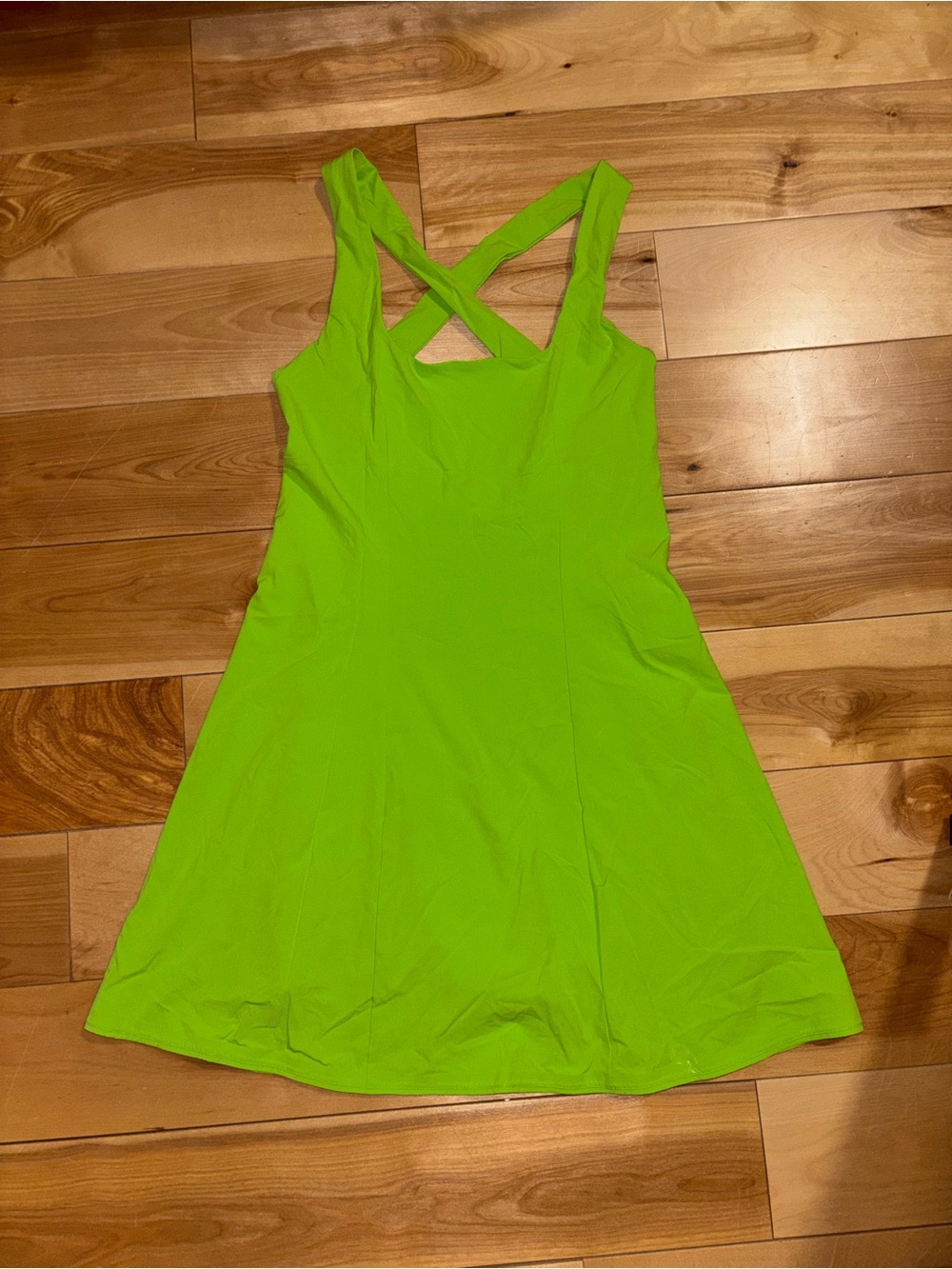 Outdoor Voices Neon Green Cross-Back Mini Dress